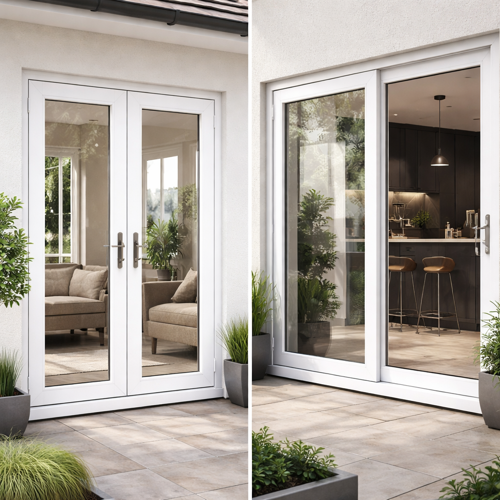 Tampilan pintu UPVC modern hasil pemasangan dari toko pintu UPVC terdekat untuk rumah dan bangunan komersial.