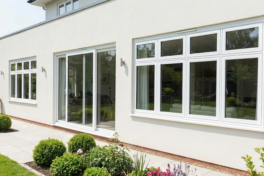 Tampilan Eksterior ruangan dengan jendela UPVC yang memberikan pencahayaan alami dan kedap suara