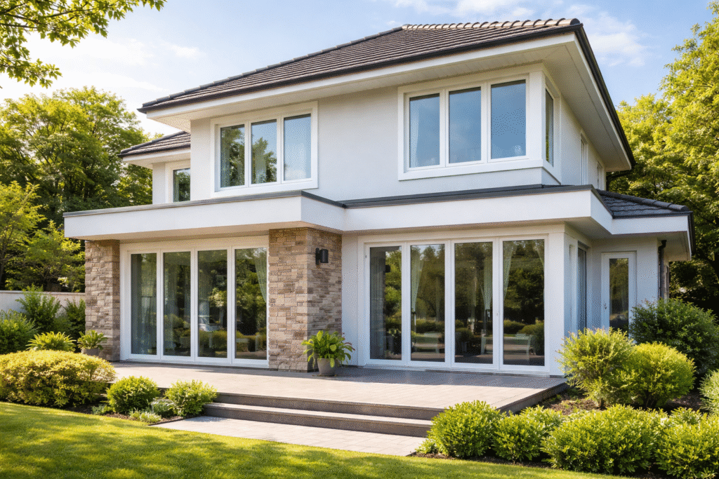 Pemasangan kusen jendela UPVC termurah pada rumah modern dengan desain rapi, kuat, dan tahan cuaca.