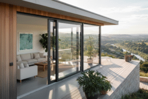 Pemasangan jendela UPVC putih minimalis yang memberikan kesan bersih pada ruang tamu.