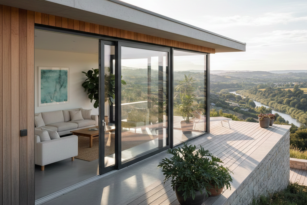 Pemasangan jendela UPVC putih minimalis yang memberikan kesan bersih pada ruang tamu.