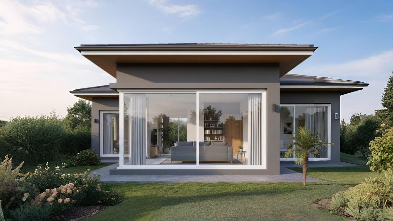 Pintu UPVC Custom Cibarusah model minimalis warna putih untuk pintu utama rumah.