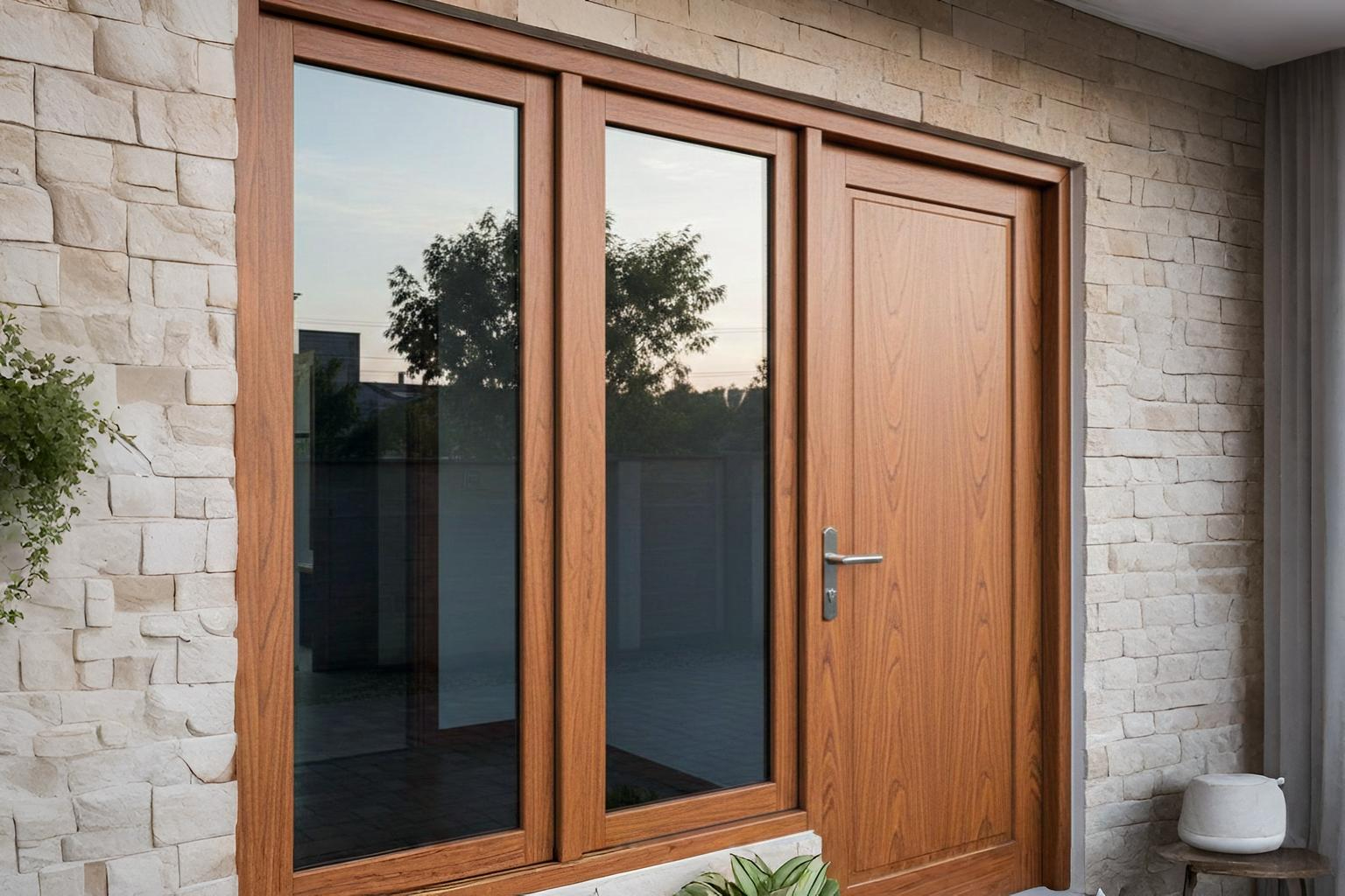 Model pintu UPVC Alexindo minimalis warna putih terpasang rapi di salah satu perumahan kawasan Cibitung Bekasi.