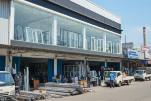 Pemasangan jendela dan pintu UPVC minimalis di perumahan Cikarang yang kokoh dan elegan.