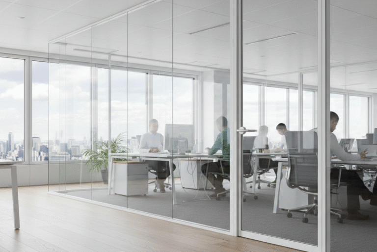 Pemasangan jendela dan partisi UPVC minimalis yang kuat dan elegan di kawasan perumahan serta perkantoran Cibitung.