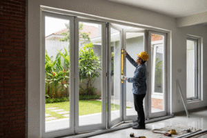 Pemasangan jendela UPVC minimalis oleh kontraktor profesional di Jakarta Timur.
